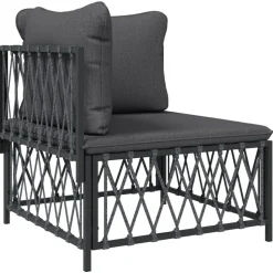 MAISON EXCLUSIVE - Salon de jardin avec coussins 3 pcs anthracite acier