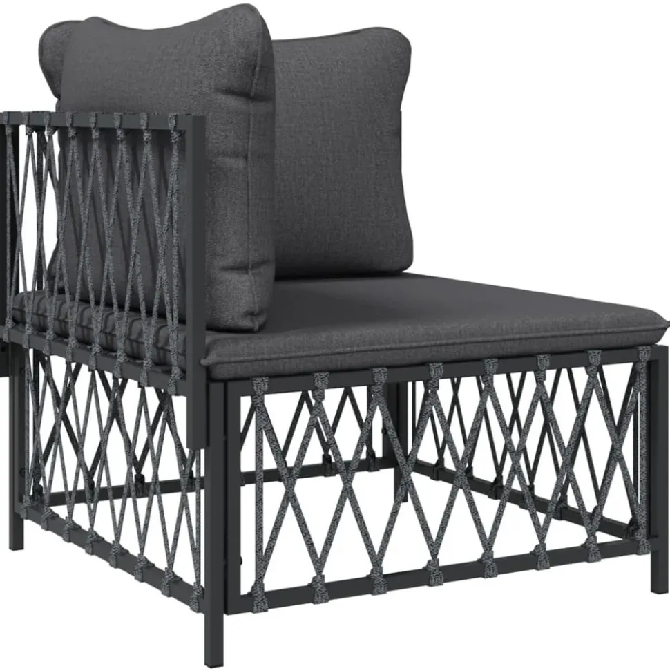 MAISON EXCLUSIVE - Salon de jardin avec coussins 3 pcs anthracite acier