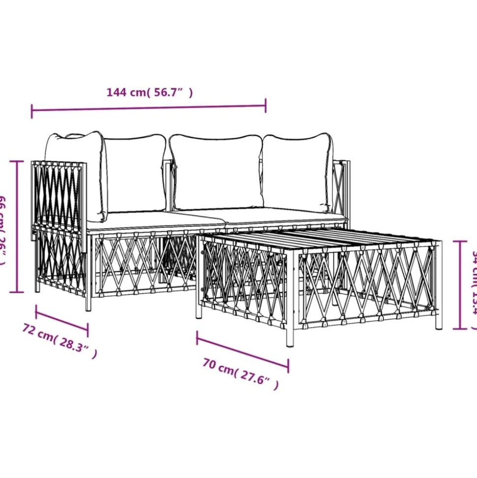 MAISON EXCLUSIVE - Salon de jardin avec coussins 3 pcs anthracite acier