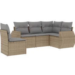 MAISON EXCLUSIVE - Salon de jardin avec coussins 5 pcs beige résine tressée