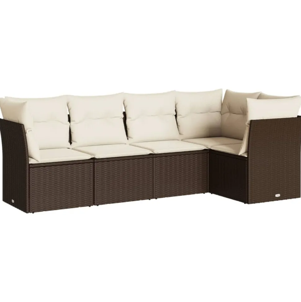 MAISON EXCLUSIVE - Salon de jardin avec coussins 5 pcs marron résine tressée
