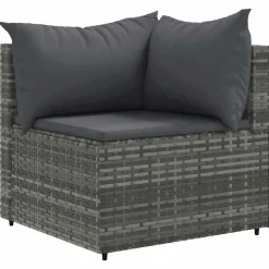 MAISON EXCLUSIVE - Salon de jardin 8 pcs avec coussins gris résine tressée