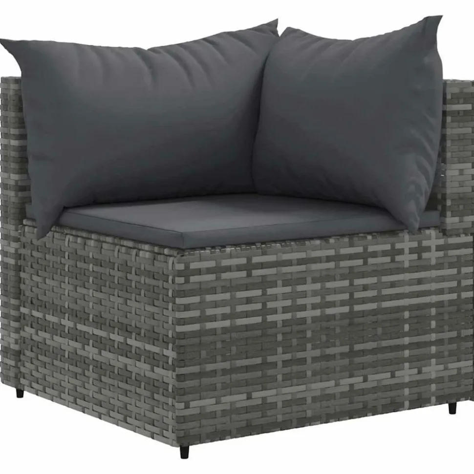 MAISON EXCLUSIVE - Salon de jardin 8 pcs avec coussins gris résine tressée