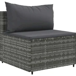 MAISON EXCLUSIVE - Salon de jardin 8 pcs avec coussins gris résine tressée