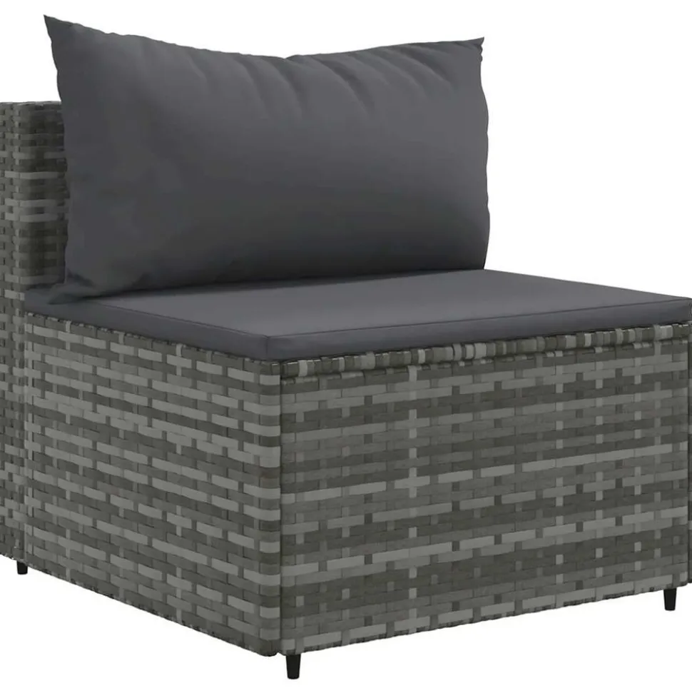 MAISON EXCLUSIVE - Salon de jardin 8 pcs avec coussins gris résine tressée
