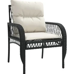 MAISON EXCLUSIVE - Salon de jardin 4 pcs avec coussins noir résine tressée