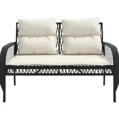 MAISON EXCLUSIVE - Salon de jardin 4 pcs avec coussins noir résine tressée