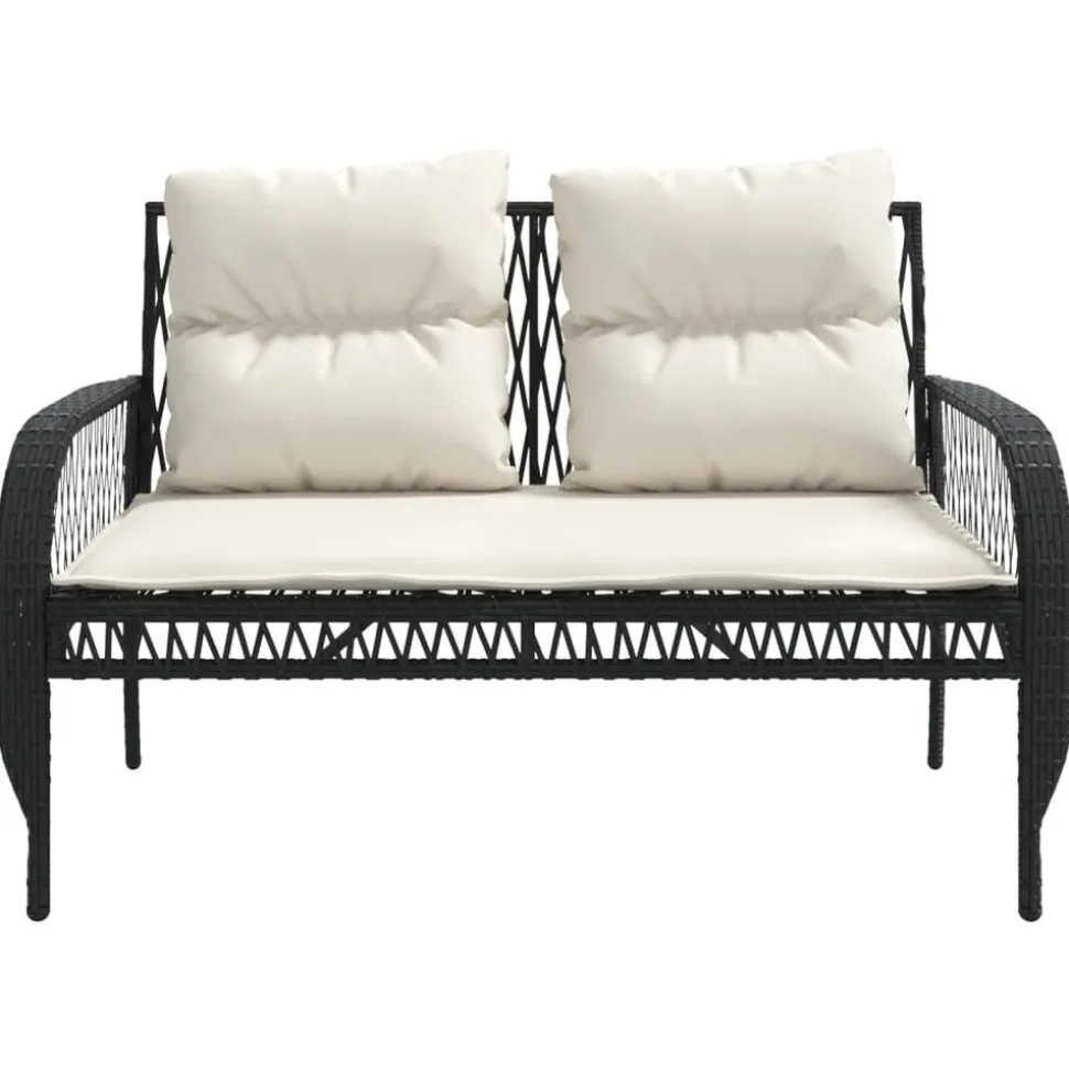 MAISON EXCLUSIVE - Salon de jardin 4 pcs avec coussins noir résine tressée