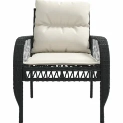 MAISON EXCLUSIVE - Salon de jardin 4 pcs avec coussins noir résine tressée