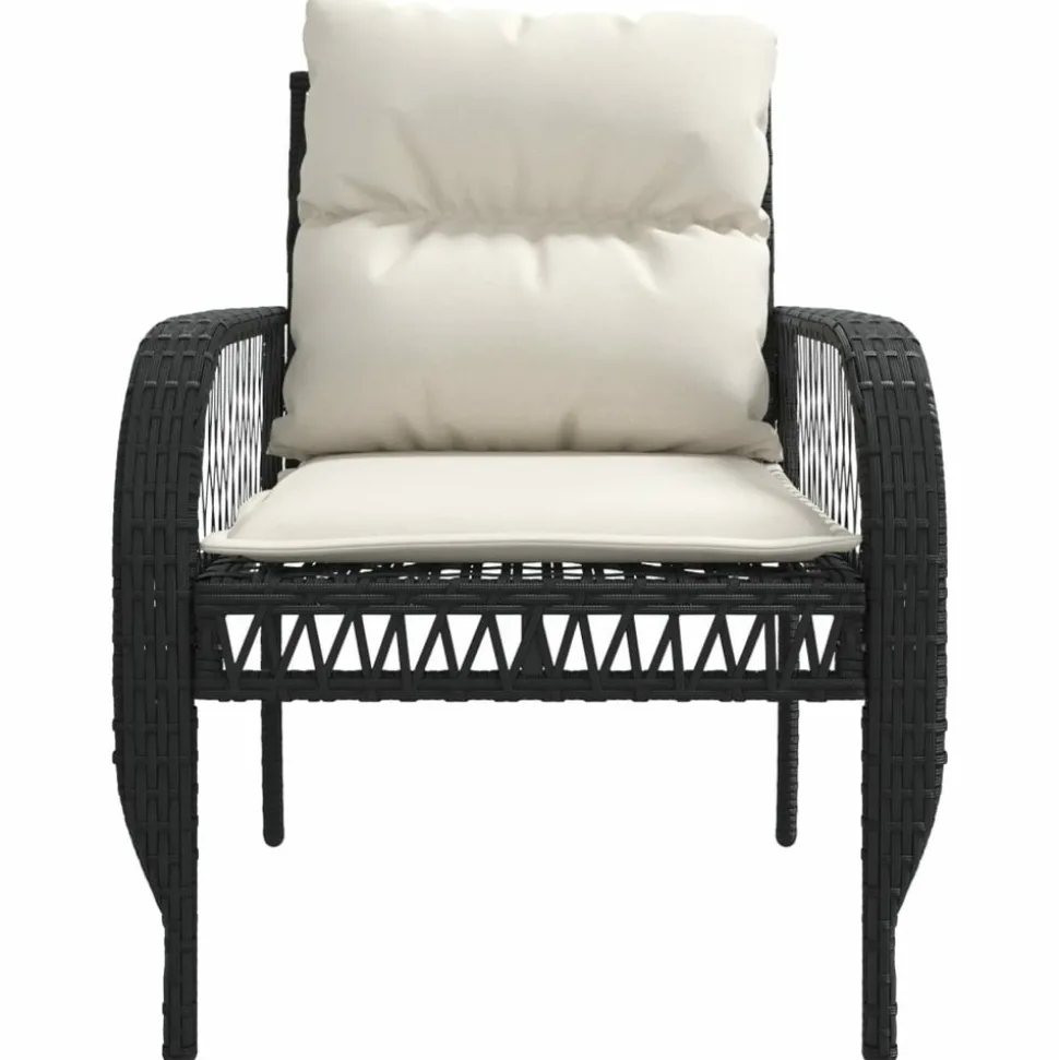 MAISON EXCLUSIVE - Salon de jardin 4 pcs avec coussins noir résine tressée