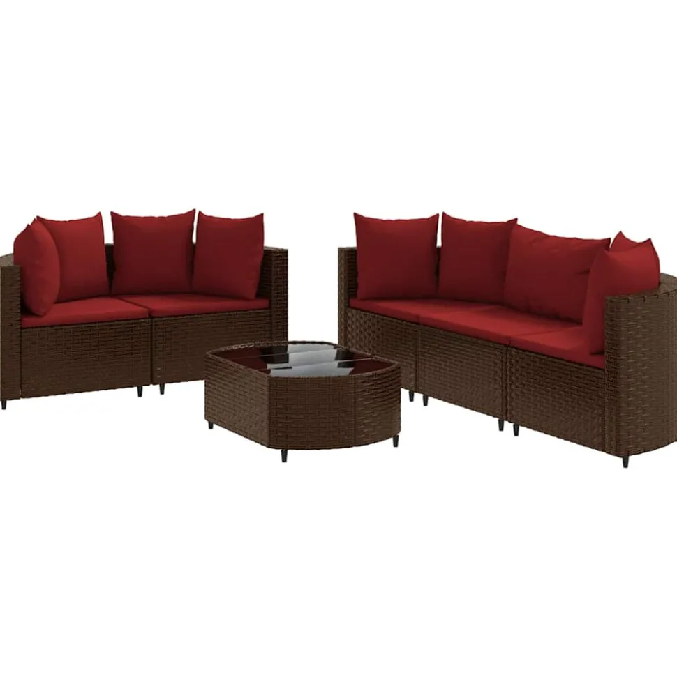 MAISON EXCLUSIVE - Salon de jardin avec coussins 6 pcs marron résine tressée
