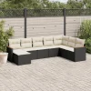MAISON EXCLUSIVE - Salon de jardin 8 pcs avec coussins noir résine tressée