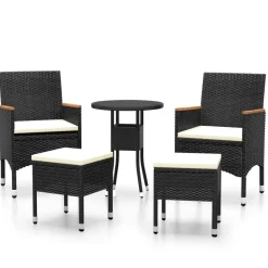 MAISON EXCLUSIVE - Salon de jardin 5 pcs résine tressée noir