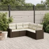 MAISON EXCLUSIVE - Salon de jardin avec coussins 5 pcs marron résine tressée