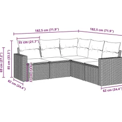 MAISON EXCLUSIVE - Salon de jardin avec coussins 5 pcs marron résine tressée