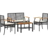 MAISON EXCLUSIVE - Salon de jardin 4 pcs avec coussins noir résine tressée