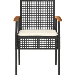 MAISON EXCLUSIVE - Salon de jardin 4 pcs avec coussins noir résine tressée