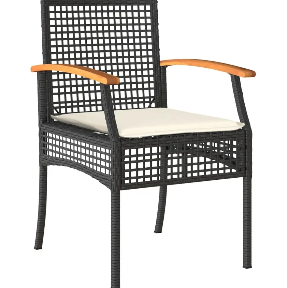 MAISON EXCLUSIVE - Salon de jardin 4 pcs avec coussins noir résine tressée