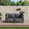 MAISON EXCLUSIVE - Salon de jardin avec coussins 2 pcs anthracite acier