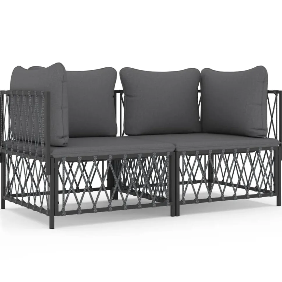 MAISON EXCLUSIVE - Salon de jardin avec coussins 2 pcs anthracite acier