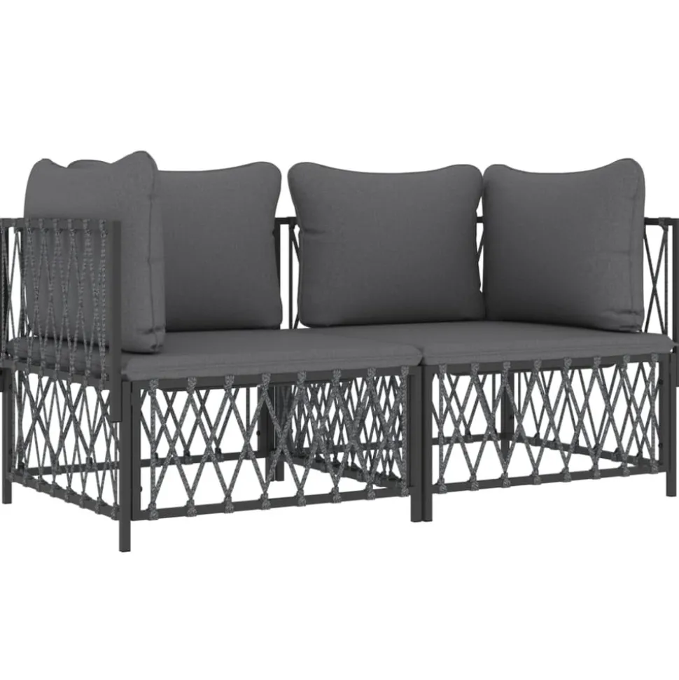 MAISON EXCLUSIVE - Salon de jardin avec coussins 2 pcs anthracite acier