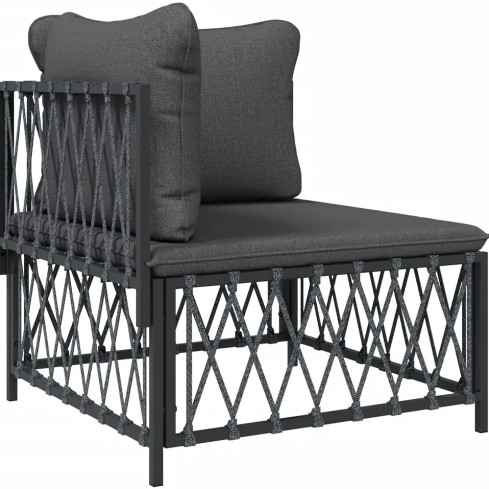 MAISON EXCLUSIVE - Salon de jardin avec coussins 2 pcs anthracite acier