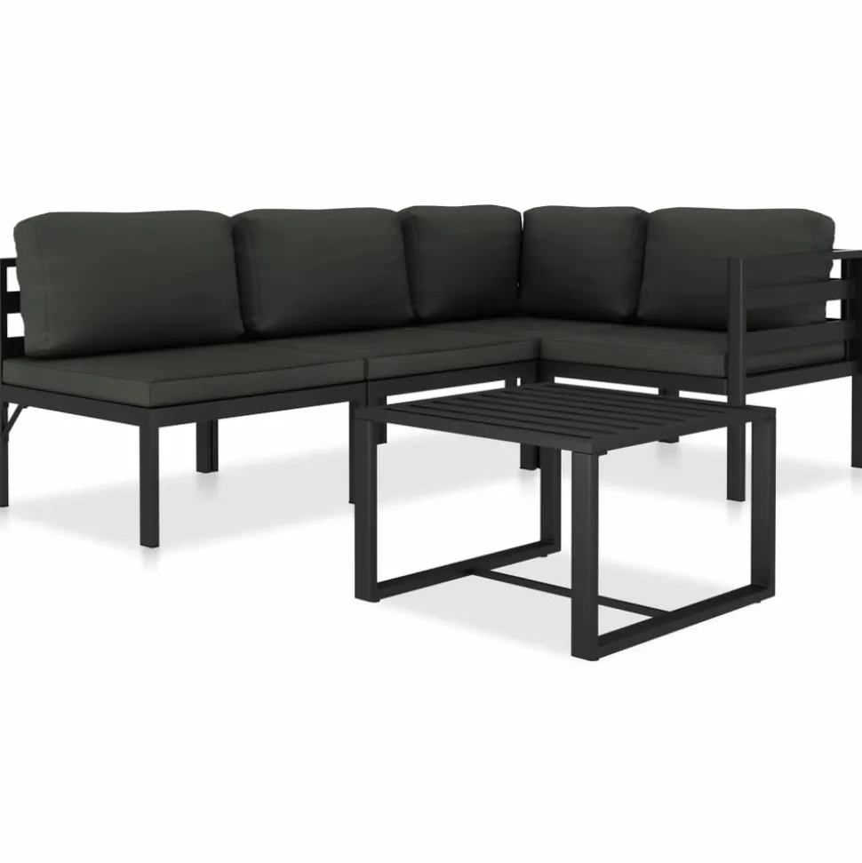 MAISON EXCLUSIVE - Salon de jardin 5 pcs avec coussins aluminium anthracite