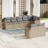 MAISON EXCLUSIVE - Salon de jardin avec coussins 8pcs mélange beige résine tressée