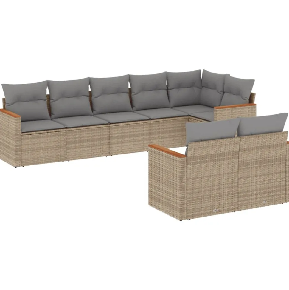 MAISON EXCLUSIVE - Salon de jardin avec coussins 8pcs mélange beige résine tressée