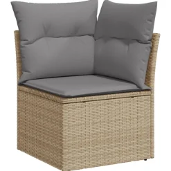 MAISON EXCLUSIVE - Salon de jardin avec coussins 8pcs mélange beige résine tressée