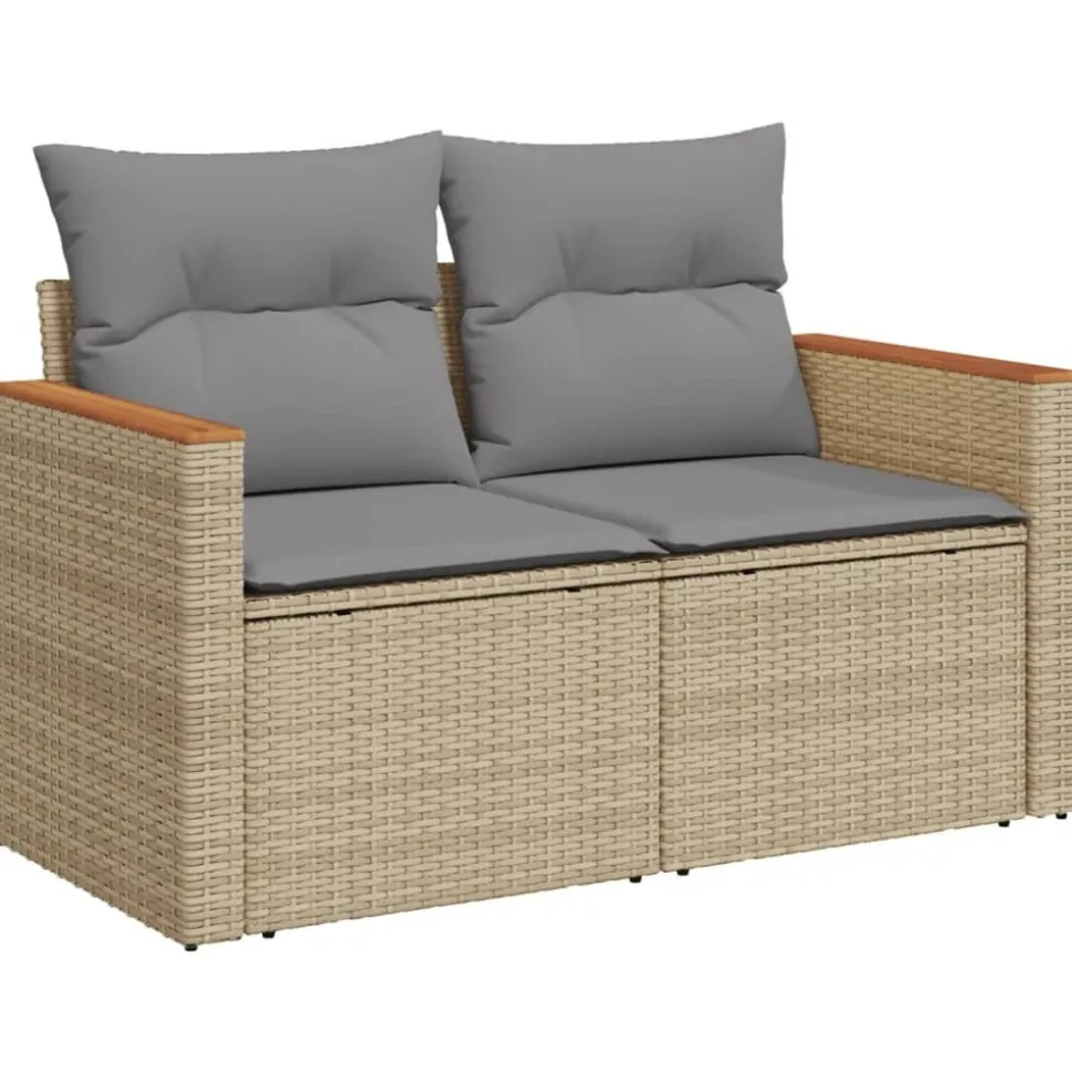 MAISON EXCLUSIVE - Salon de jardin avec coussins 8pcs mélange beige résine tressée