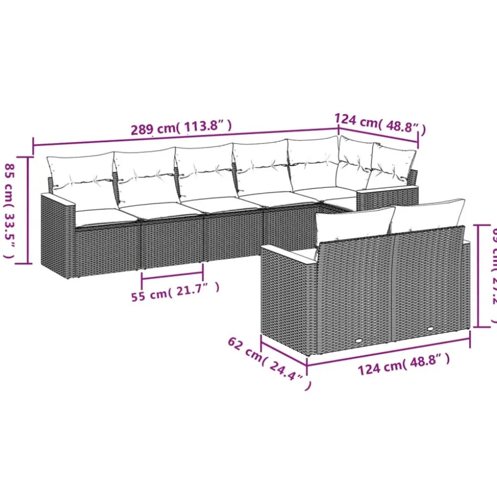 MAISON EXCLUSIVE - Salon de jardin avec coussins 8pcs mélange beige résine tressée