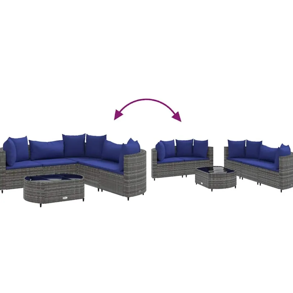 MAISON EXCLUSIVE - Salon de jardin 6 pcs avec coussins gris résine tressée
