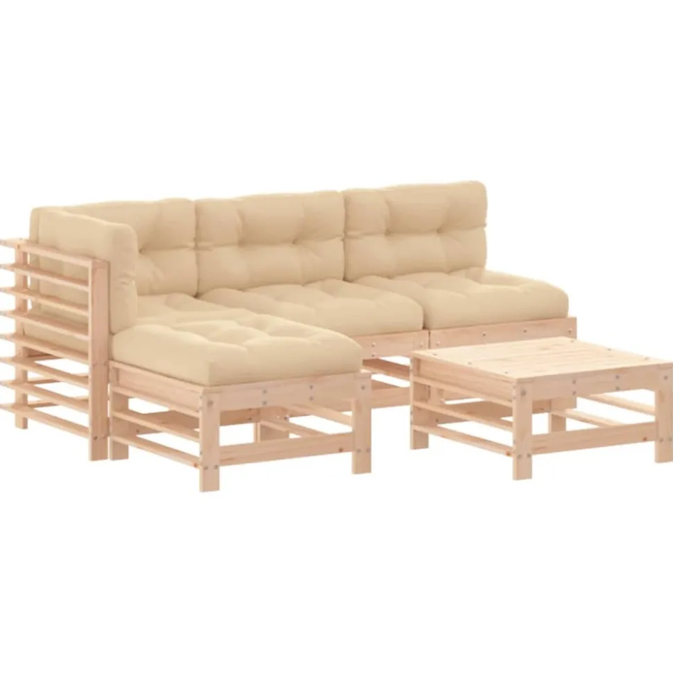 MAISON EXCLUSIVE - Salon de jardin 5 pcs avec coussins bois massif