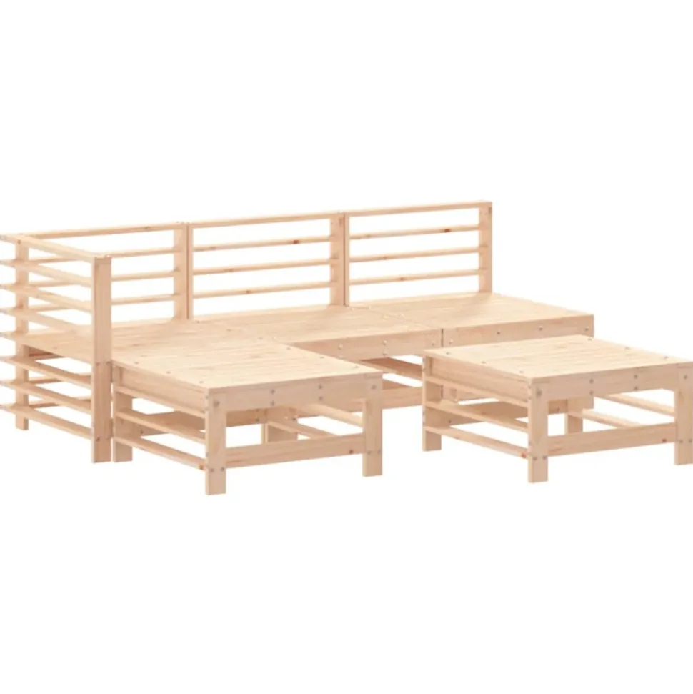 MAISON EXCLUSIVE - Salon de jardin 5 pcs avec coussins bois massif