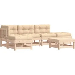 MAISON EXCLUSIVE - Salon de jardin 6 pcs avec coussins bois massif