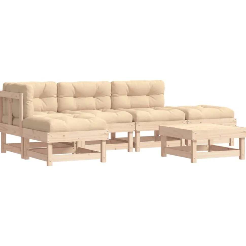 MAISON EXCLUSIVE - Salon de jardin 6 pcs avec coussins bois massif