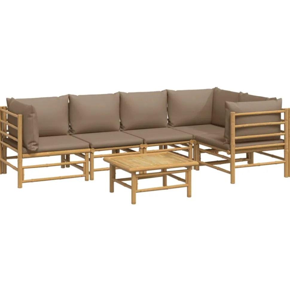 MAISON EXCLUSIVE - Salon de jardin 6 pcs avec coussins taupe bambou