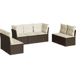 MAISON EXCLUSIVE - Salon de jardin avec coussins 7 pcs marron résine tressée