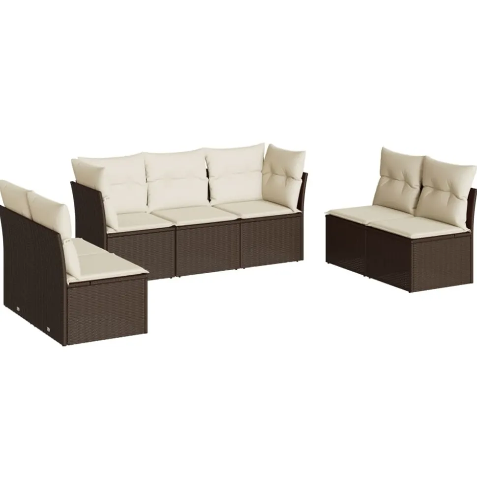 MAISON EXCLUSIVE - Salon de jardin avec coussins 7 pcs marron résine tressée