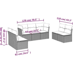 MAISON EXCLUSIVE - Salon de jardin avec coussins 7 pcs marron résine tressée