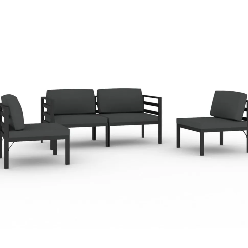 MAISON EXCLUSIVE - Salon de jardin 4 pcs avec coussins aluminium anthracite