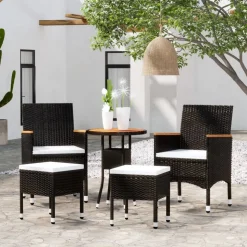 MAISON EXCLUSIVE - Salon de jardin 5 pcs résine tressée noir