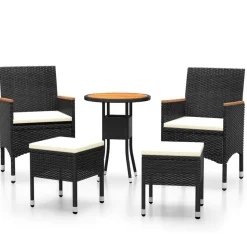 MAISON EXCLUSIVE - Salon de jardin 5 pcs résine tressée noir