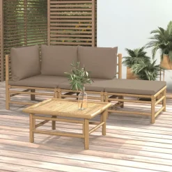 MAISON EXCLUSIVE - Salon de jardin 4 pcs avec coussins taupe bambou