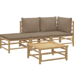 MAISON EXCLUSIVE - Salon de jardin 4 pcs avec coussins taupe bambou