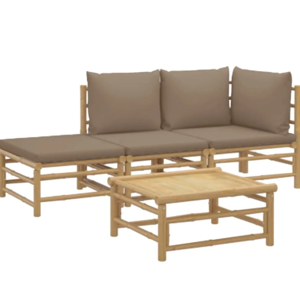 MAISON EXCLUSIVE - Salon de jardin 4 pcs avec coussins taupe bambou