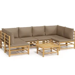 MAISON EXCLUSIVE - Salon de jardin 7 pcs avec coussins taupe bambou