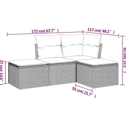 MAISON EXCLUSIVE - Salon de jardin 4 pcs avec coussins gris résine tressée