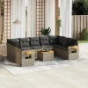 MAISON EXCLUSIVE - Salon de jardin avec coussins 10 pcs gris résine tressée